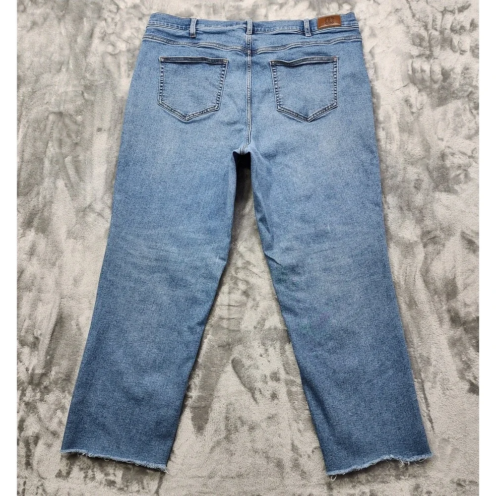 Lands End Jeans Womens 22W‎ Blue Recover High Rise Straight Ankle Crop Raw Hem